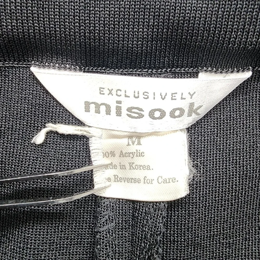 Vintage Misook Pants Womens M Black High Rise Straight Leg Stretch Lagenlook